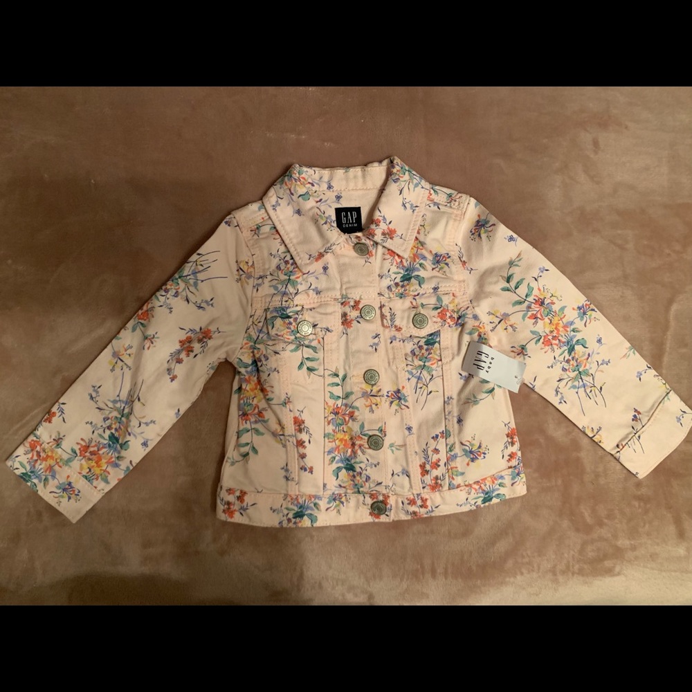 BRAND NEW  2T Gap pink floral denim jacket